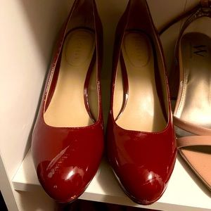 Deep red “Mary Jane” heel 4”